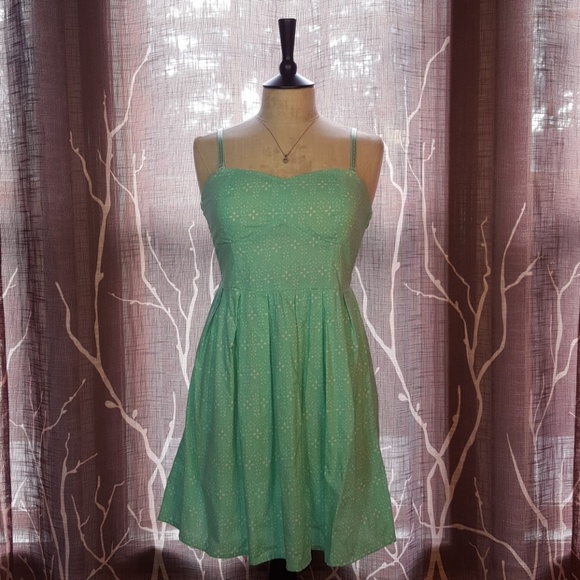 Seafoam Green Sun Dress w/ Starlight Pattern - Picture 2 of 5